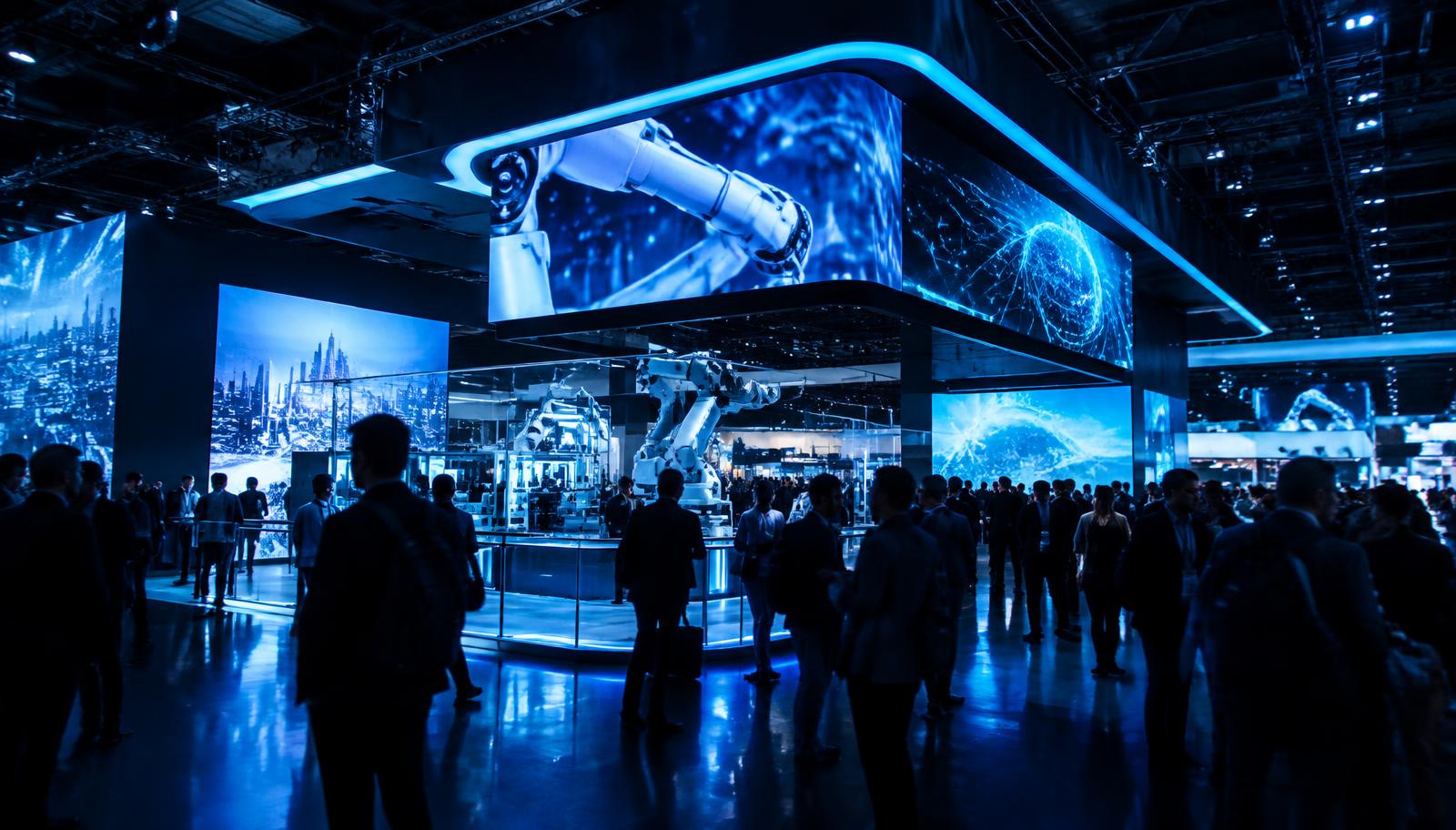 Robotics exhibits at an international technology trade show